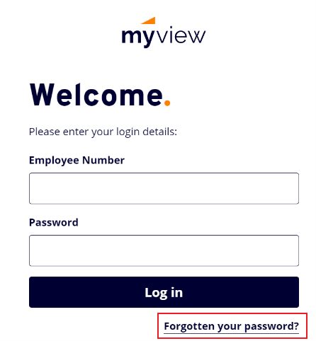Welcome screen for MyView