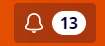 Orange square with an alarm bell image next to a circular total, showing the number of unviewed System Notifications