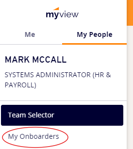 Selecting My Onboarders view