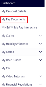  MyView Dashboard showing the My Pay Documents