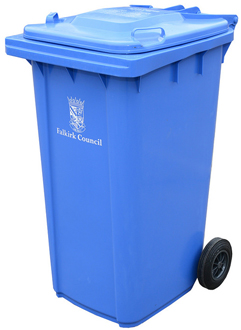 Photograph of a blue bin