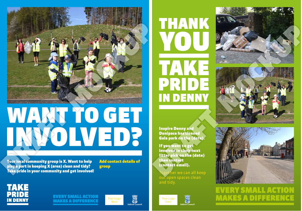 Example posters showing photo's of groups after litter pick events